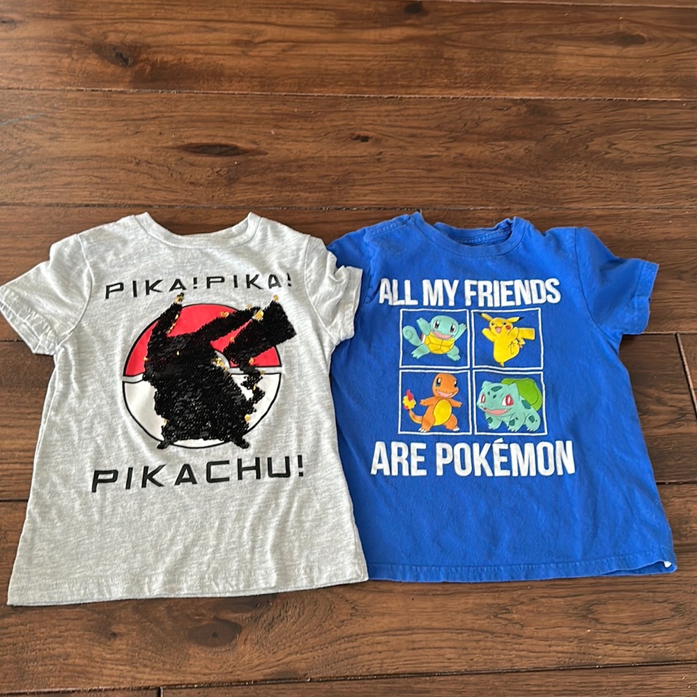 Two Pikachu t-shirts size x-small kids.